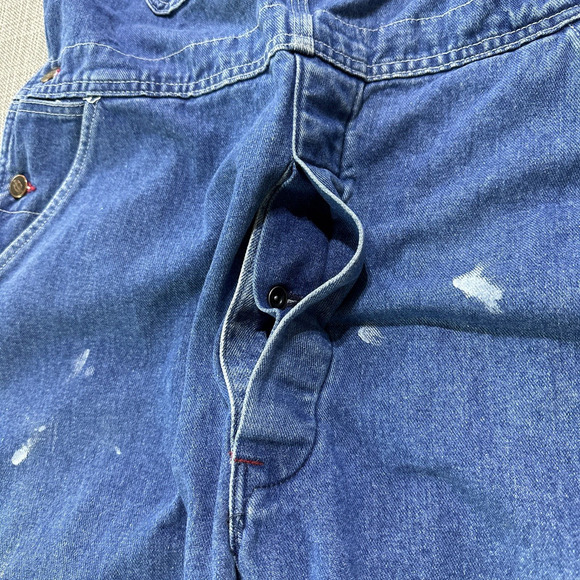 Dickies Bibs Mens 34x32 Overalls Blue Denim Carpenter Farmer Work Workwear - Picture 5 of 14